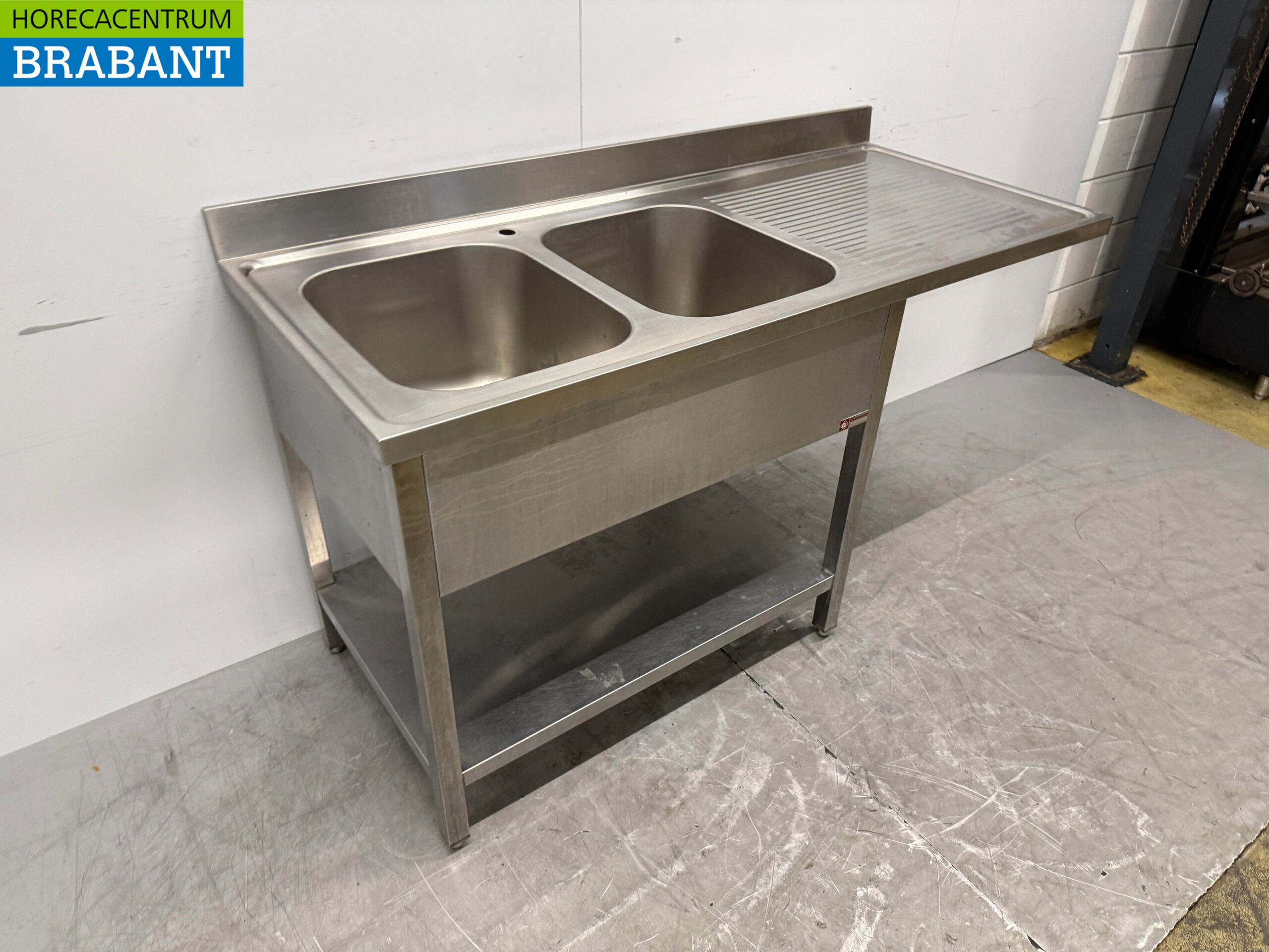 Edelstahl-Spülbecken mit zwei Becken, 160 x 70 x 88 cm, Gastronomie – Bild 3