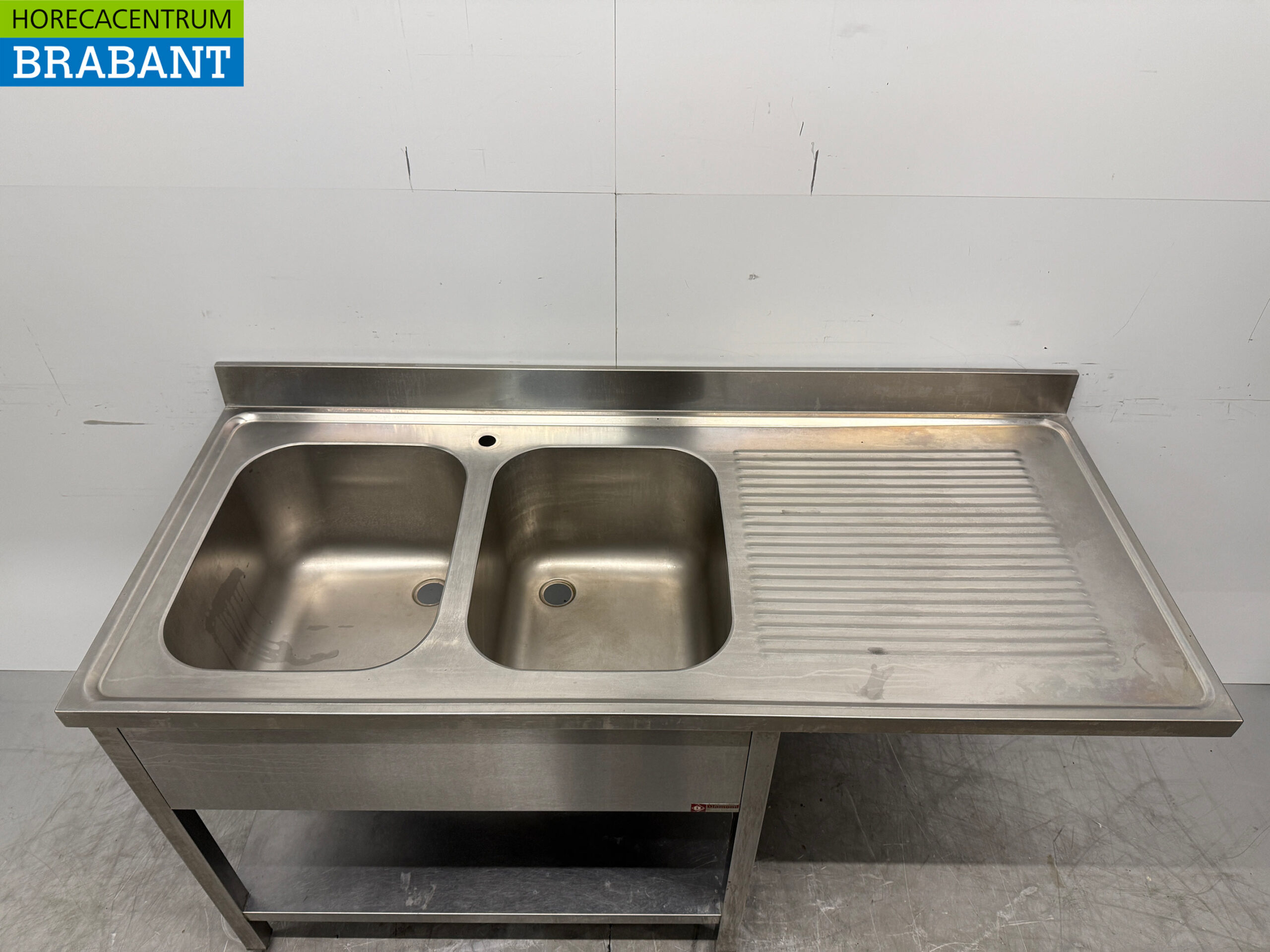 Edelstahl-Spülbecken mit zwei Becken, 160 x 70 x 88 cm, Gastronomie – Bild 4
