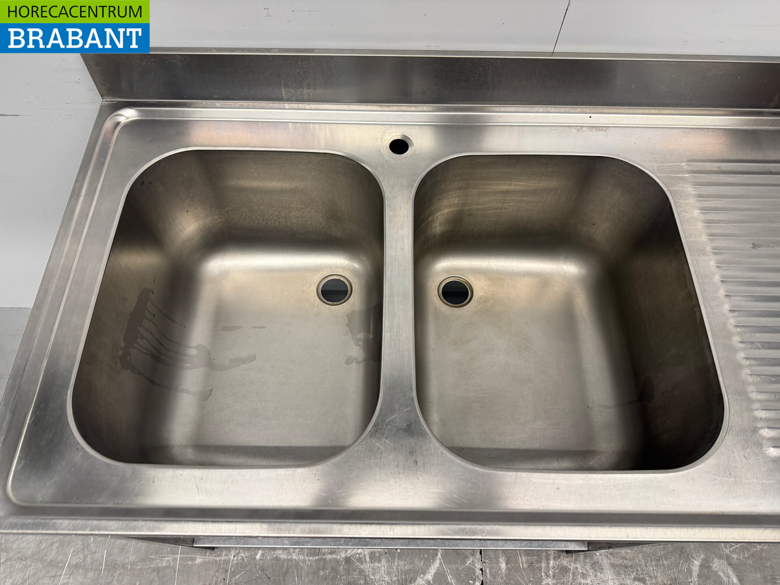 Edelstahl-Spülbecken mit zwei Becken, 160 x 70 x 88 cm, Gastronomie – Bild 5