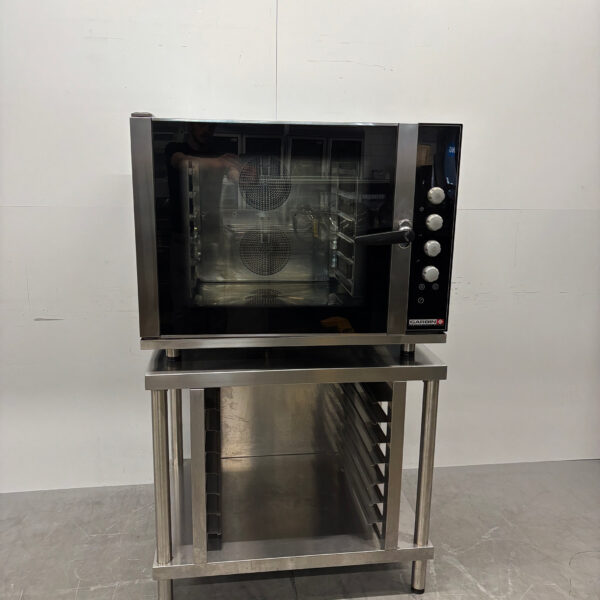 Garbin-Heißluftofen aus Edelstahl mit Feuchtigkeitszufuhr und Untergestell, 6 x 1/1 G, 400 V, Gastronomie