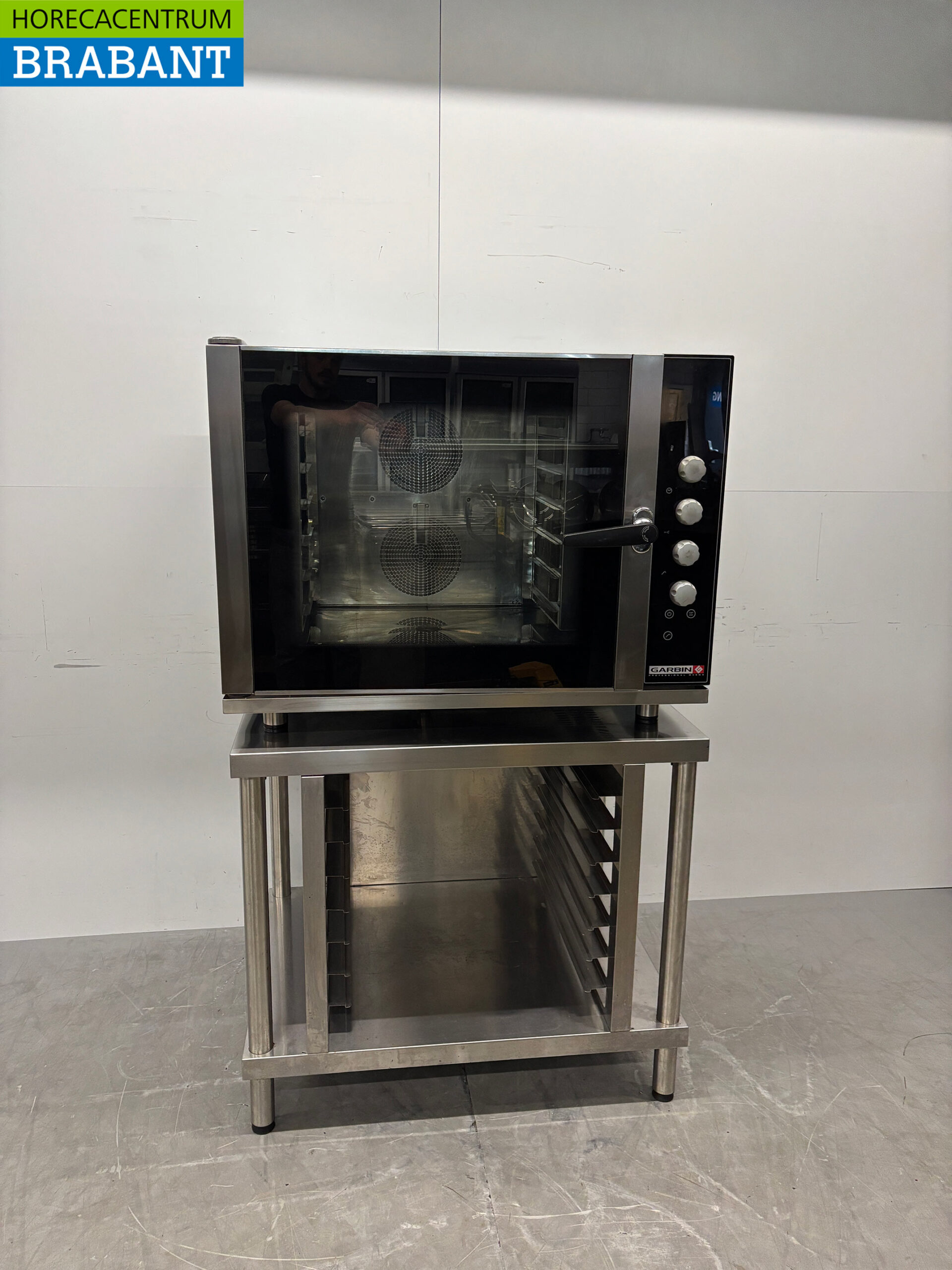 Garbin-Heißluftofen aus Edelstahl mit Feuchtigkeitszufuhr und Untergestell, 6 x 1/1 G, 400 V, Gastronomie