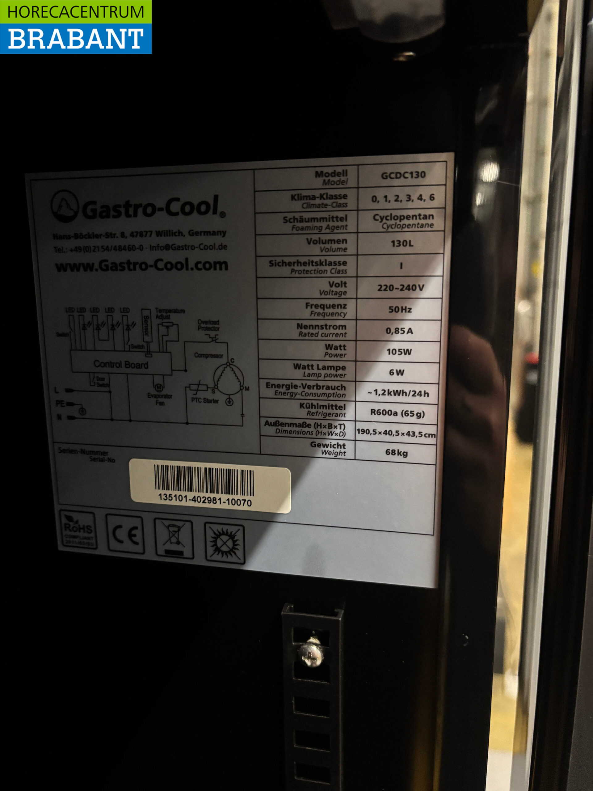 Gastro-Cool Glastürkühlschrank Getränkekühlschrank 155 Liter 230V Horeca – Bild 5