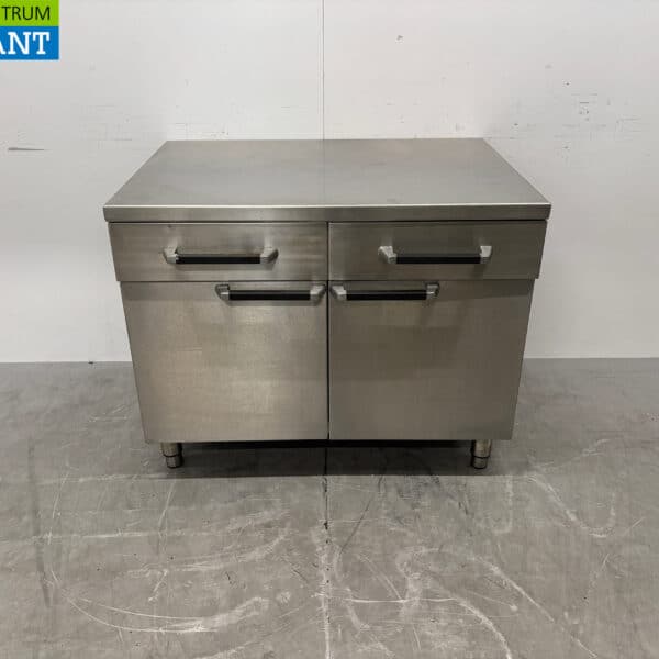 Edelstahl Arbeitsschrank 2 Flügeltüren und 2 Schubladen 105 cm Catering