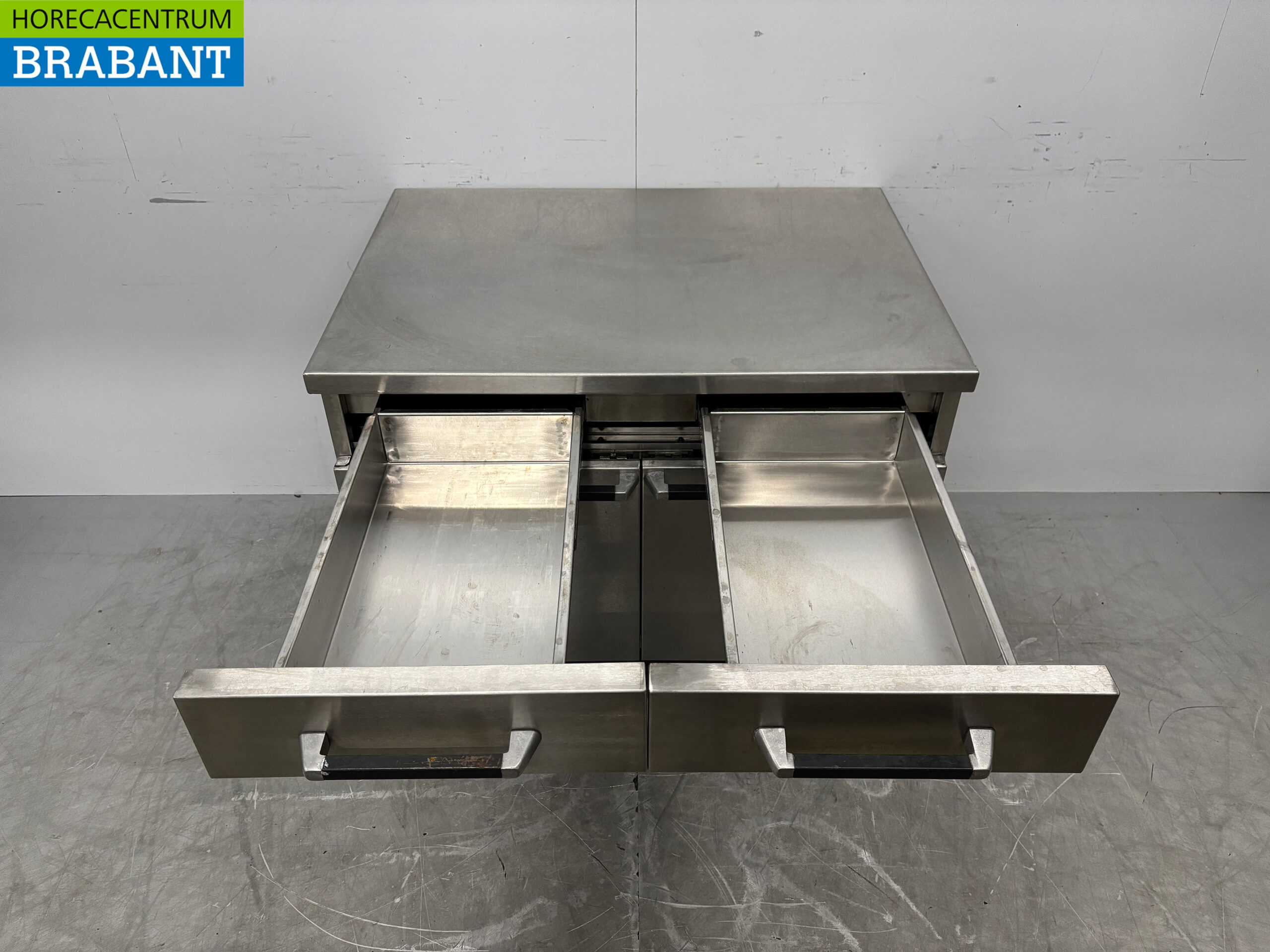 Edelstahl Arbeitsschrank 2 Flügeltüren und 2 Schubladen 105 cm Catering – Bild 4