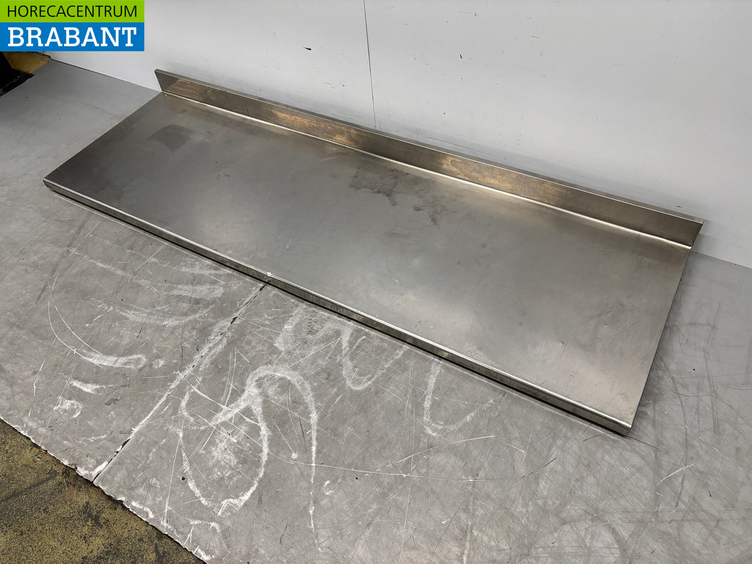 Edelstahl-Arbeitsplatte mit aufstehendem Rand, 226 x 70 cm, Gastronomie – Bild 2