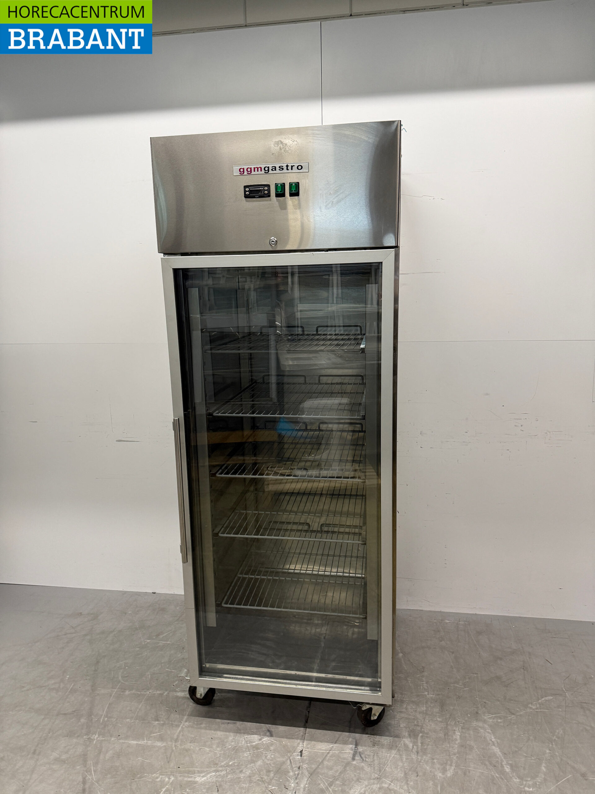 Mobile Glastür-Kühlvitrine aus Edelstahl, 700 Liter, 230 V, Gastronomie