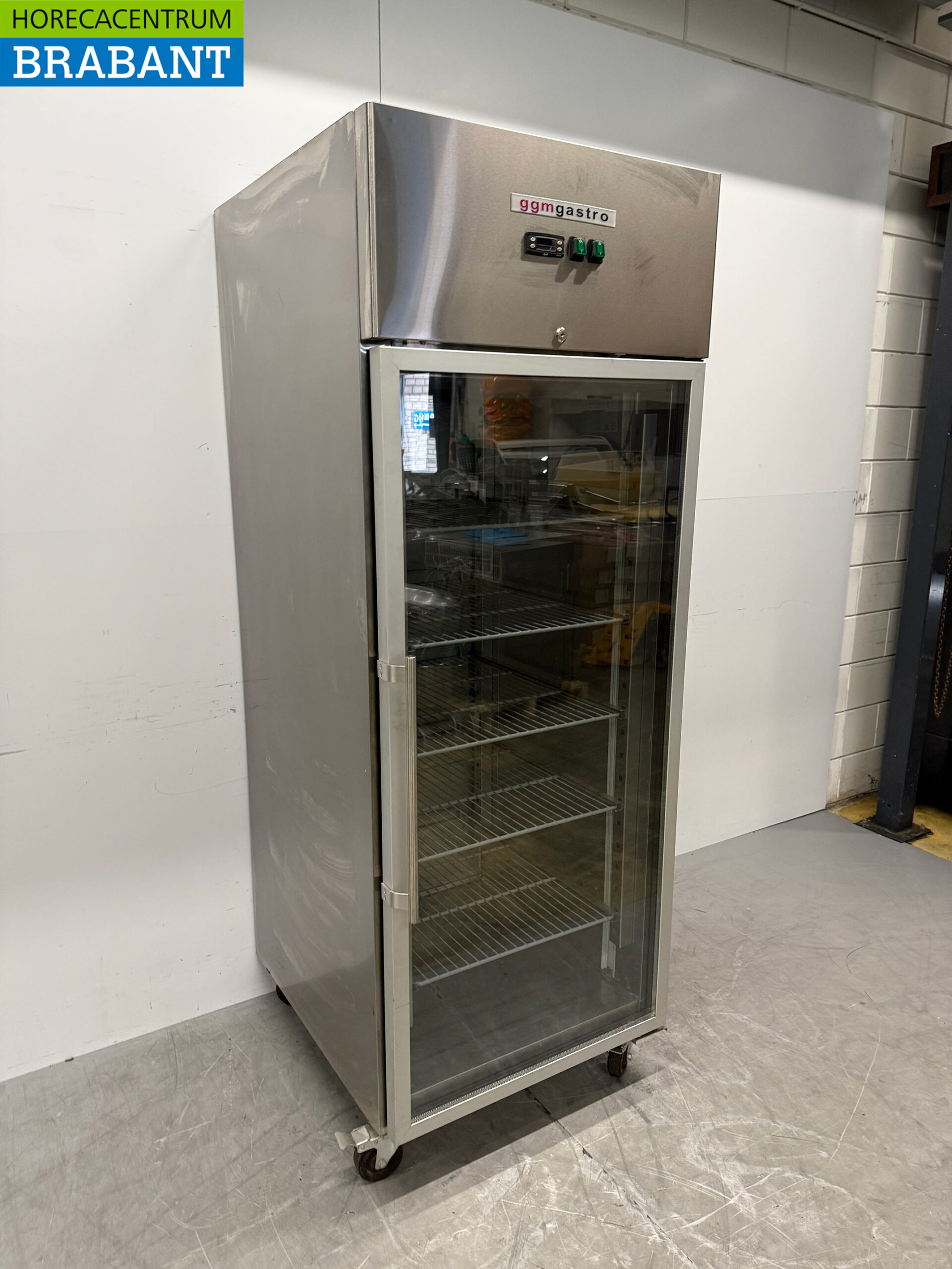 Mobile Glastür-Kühlvitrine aus Edelstahl, 700 Liter, 230 V, Gastronomie – Bild 3