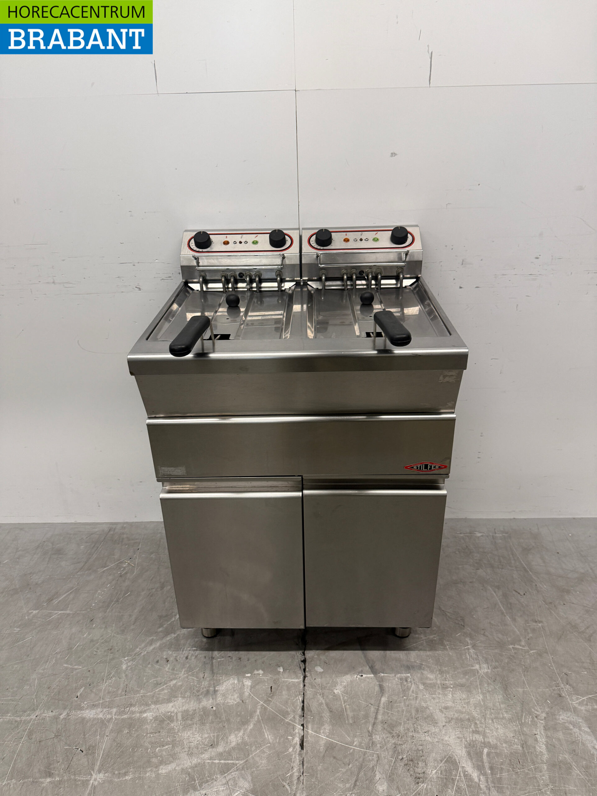 Stilfer Doppel-Fritteuse aus Edelstahl, 2 x 12 Liter, 2 x 400 V, Gastronomie