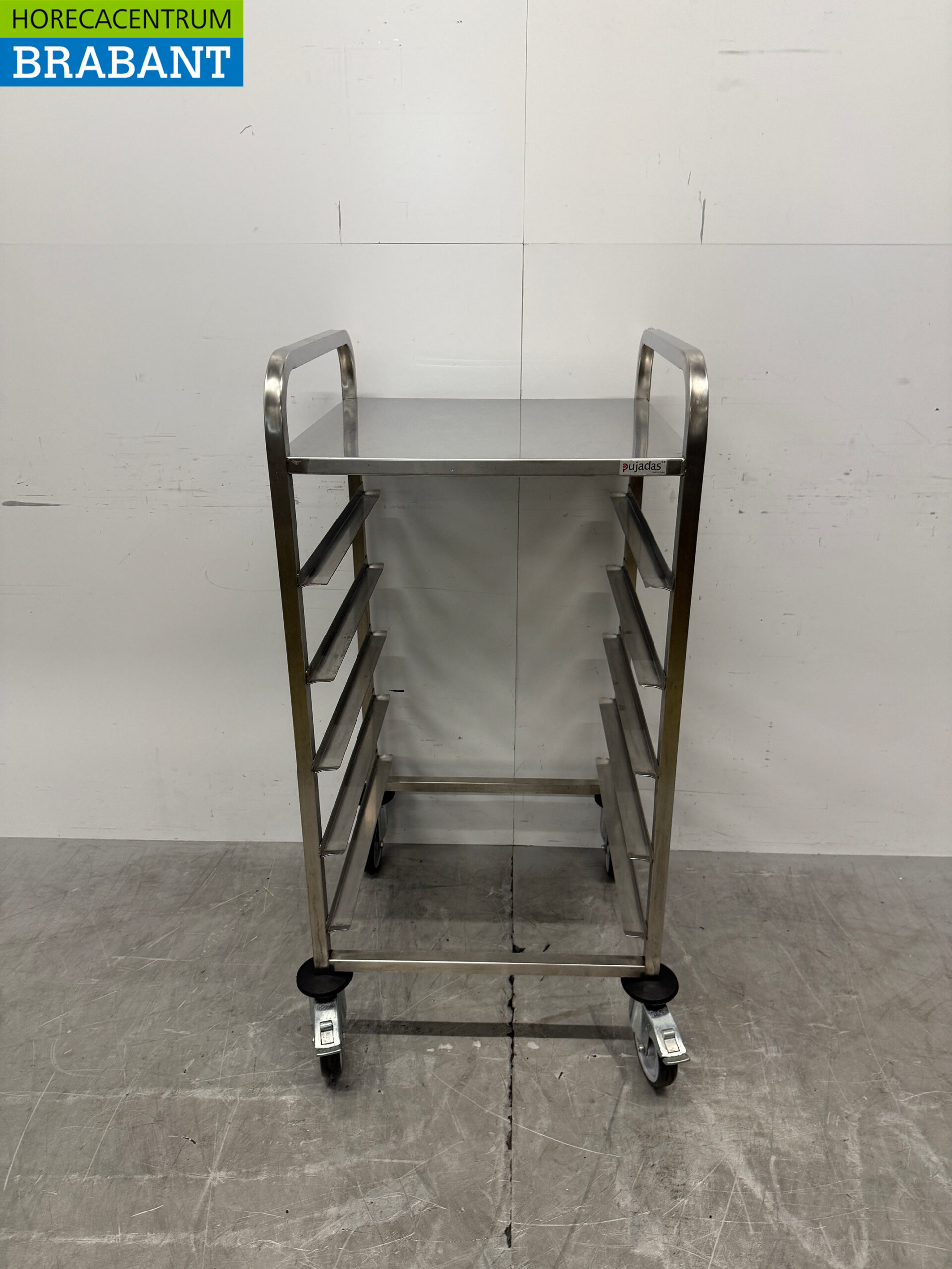 HCB Edelstahl-Regalwagen für 5 Waschkörbe, 50 x 50 cm, Gastronomie