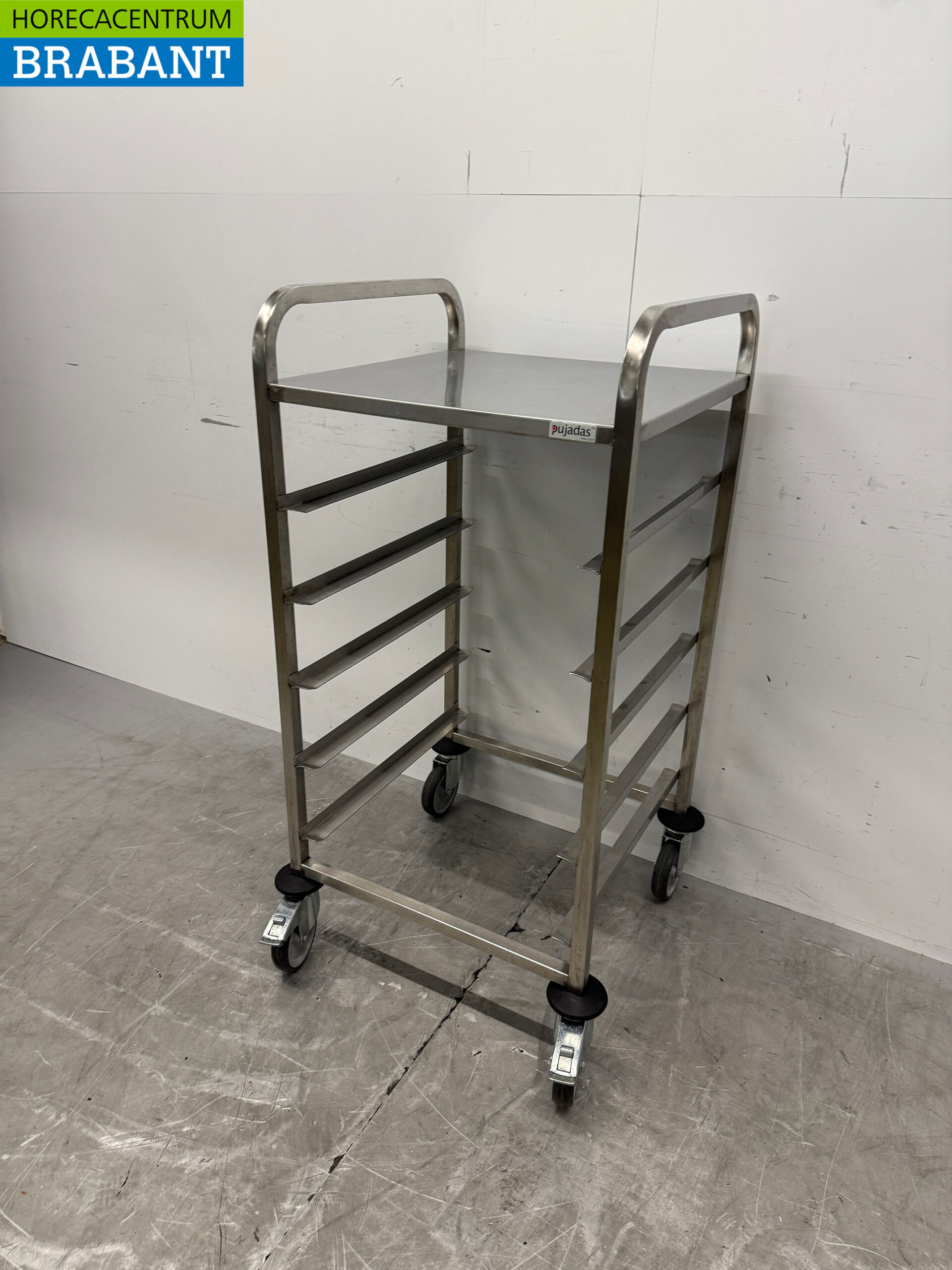 HCB Edelstahl-Regalwagen für 5 Waschkörbe, 50 x 50 cm, Gastronomie – Bild 2