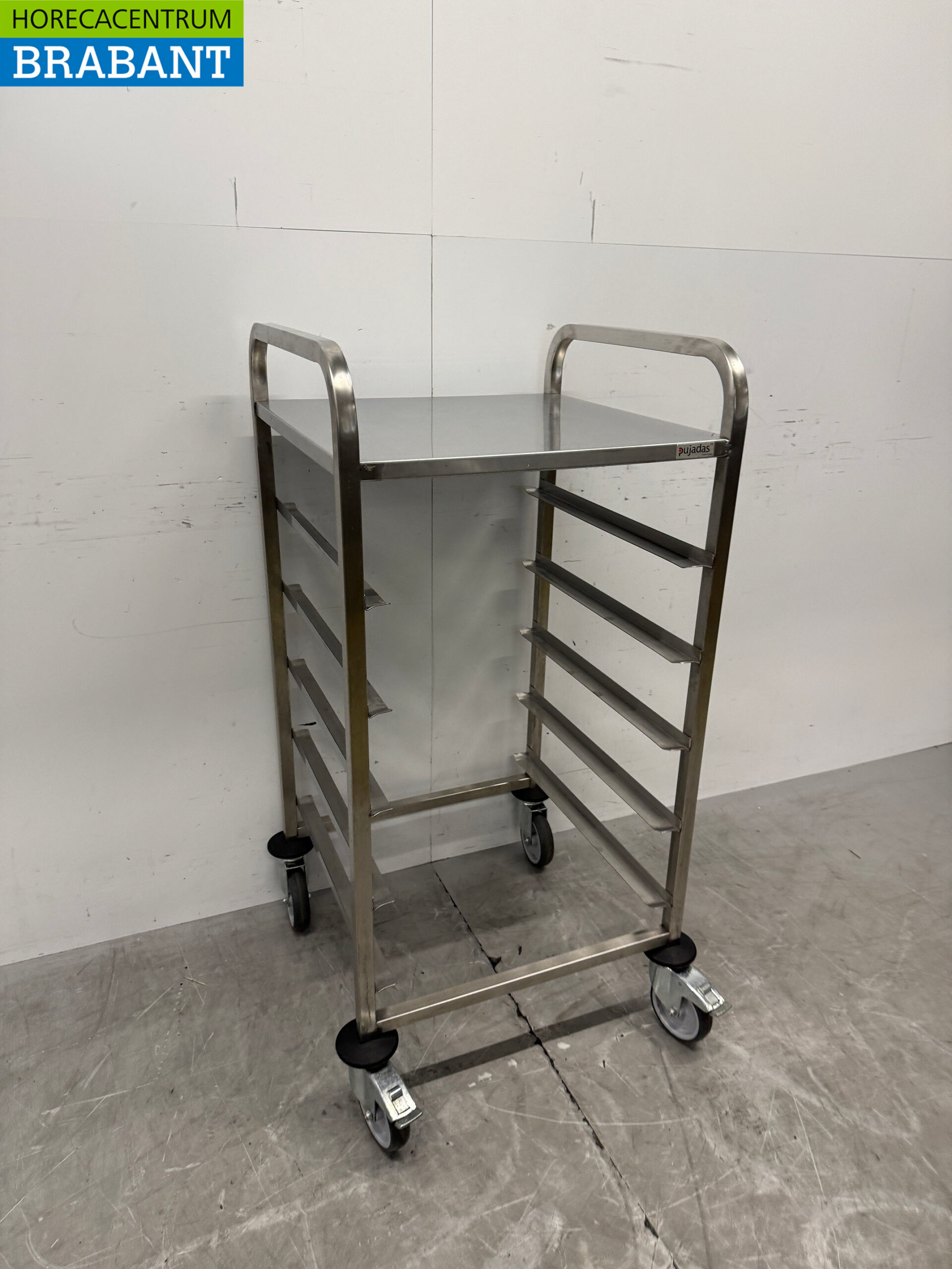HCB Edelstahl-Regalwagen für 5 Waschkörbe, 50 x 50 cm, Gastronomie – Bild 3