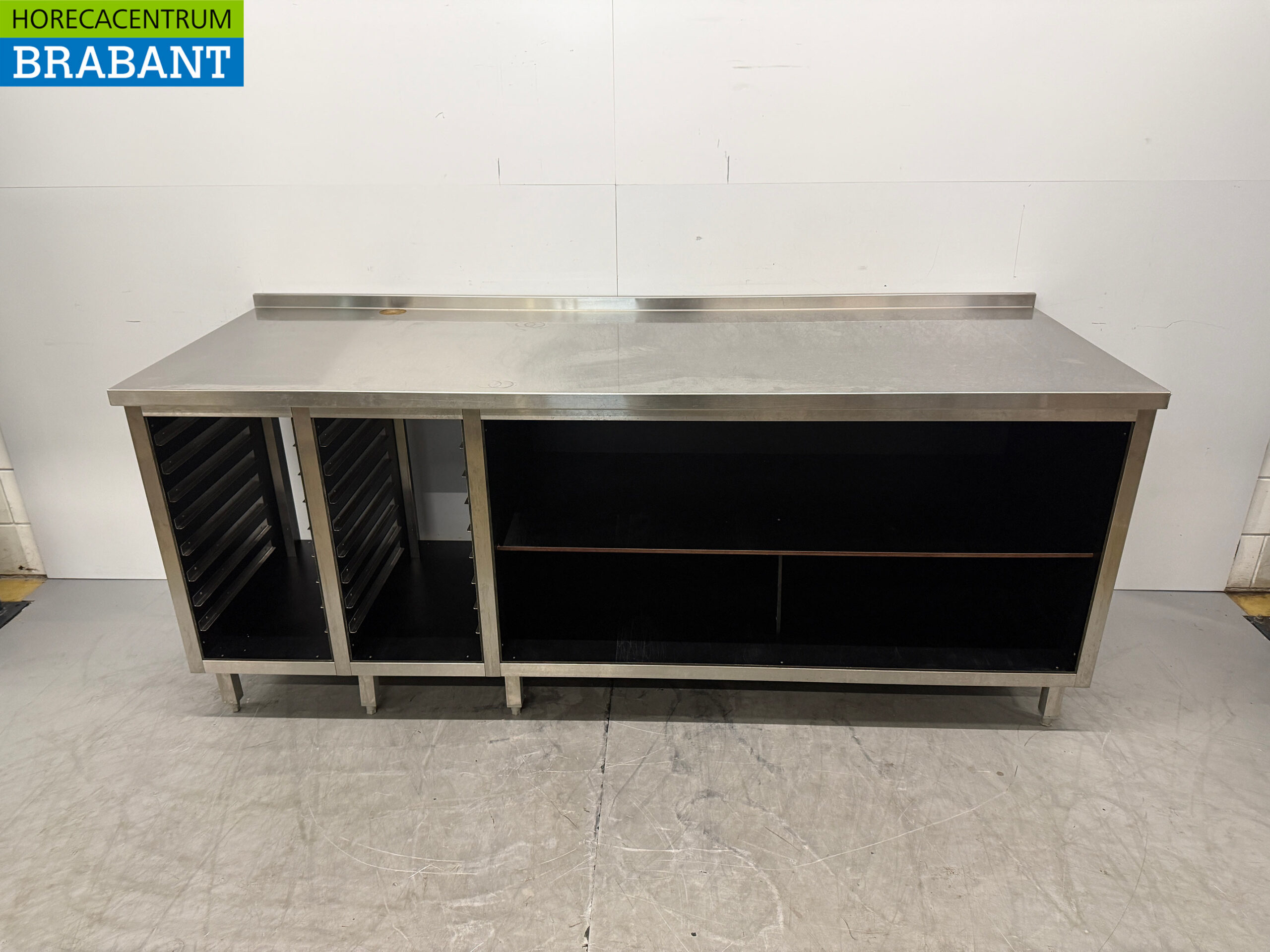 Edelstahl-Arbeitstisch mit Regal für 1/1 GN, 230 x 80 x 95,5 cm, Gastronomie