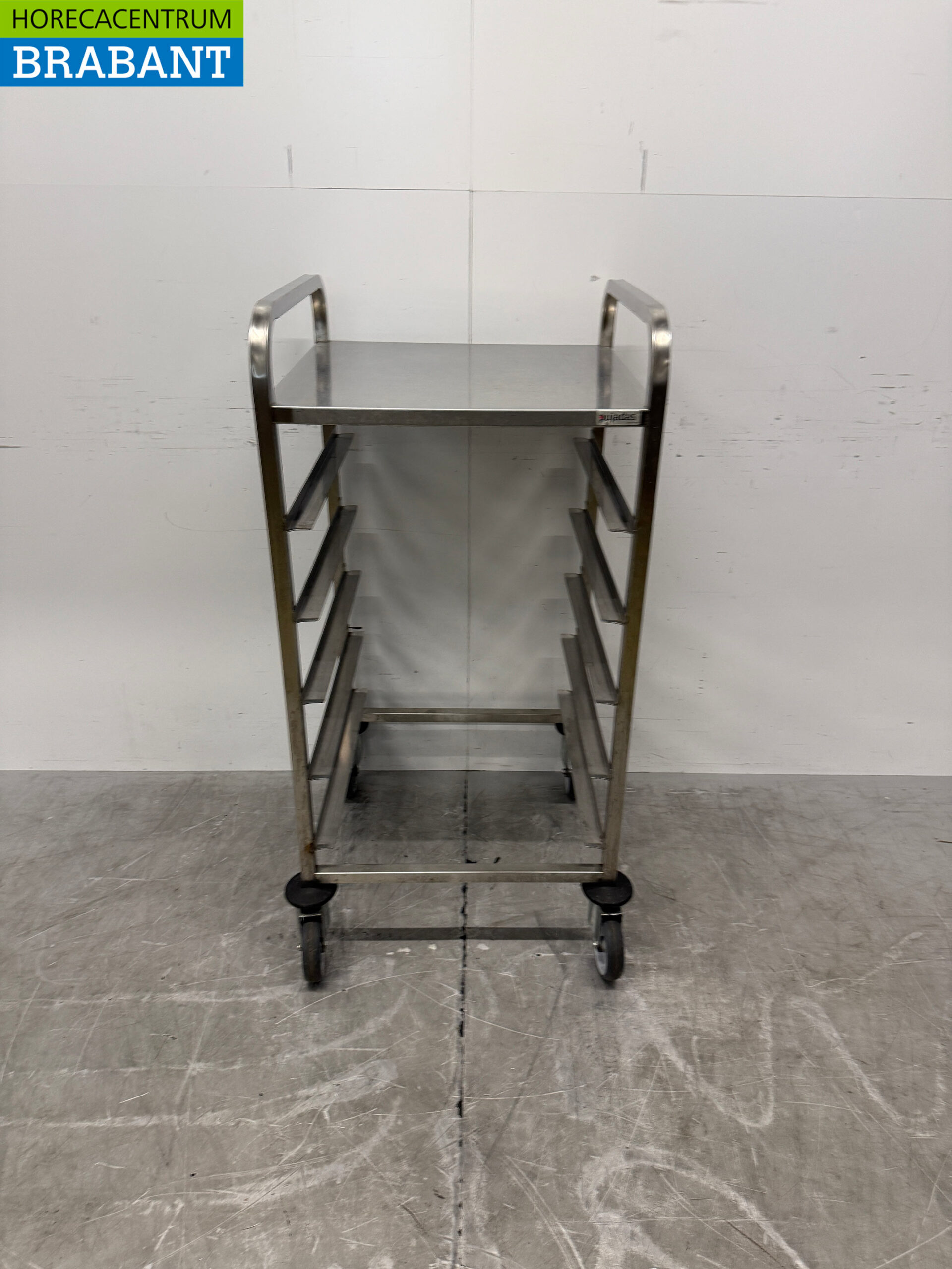 HCB Edelstahl-Regalwagen für 5 Waschkörbe, 50 x 50 cm, Gastronomie