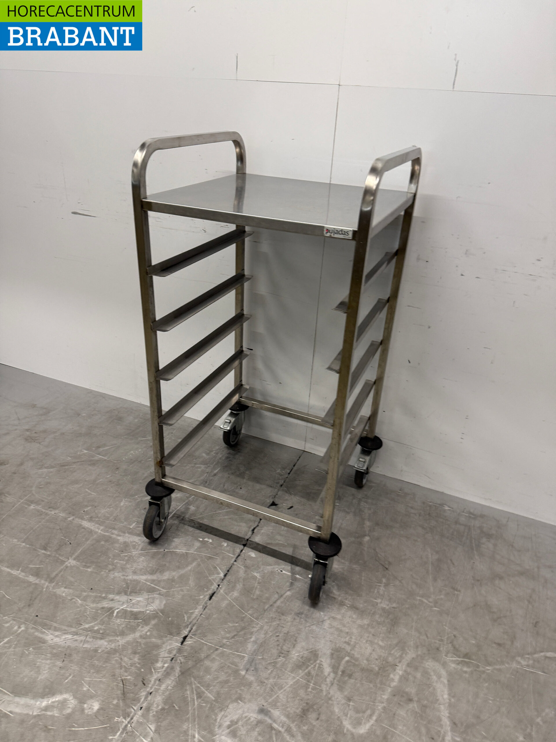 HCB Edelstahl-Regalwagen für 5 Waschkörbe, 50 x 50 cm, Gastronomie – Bild 2