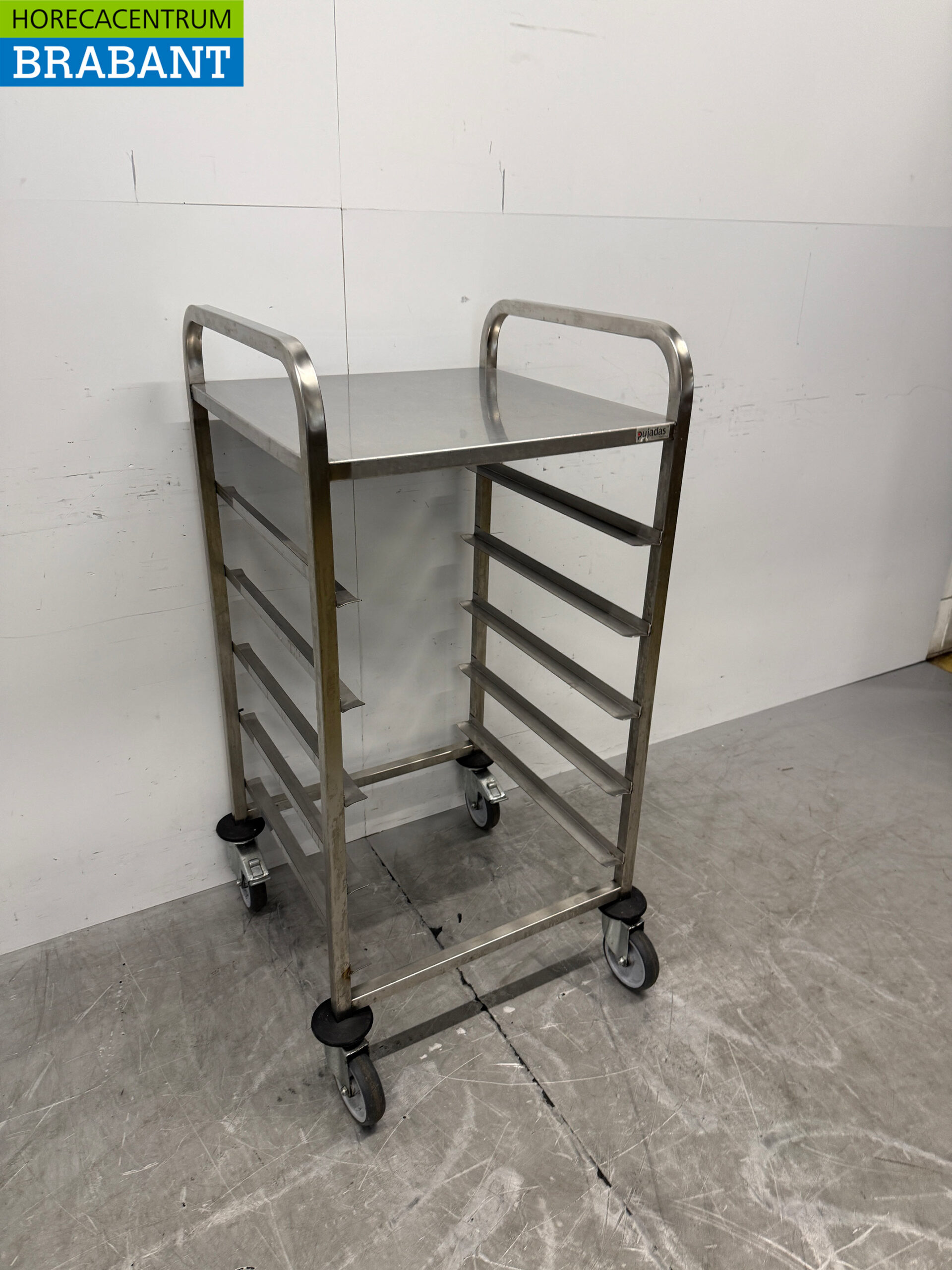 HCB Edelstahl-Regalwagen für 5 Waschkörbe, 50 x 50 cm, Gastronomie – Bild 3