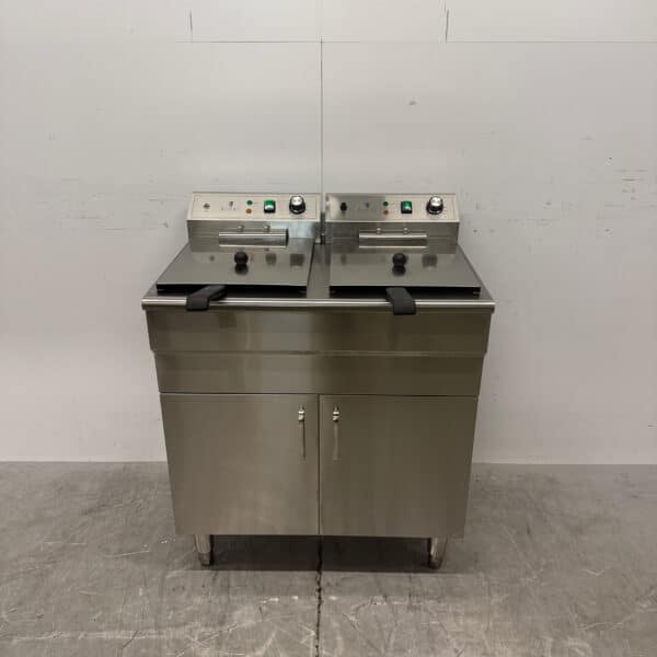 Edelstahl-Fritteuse von Royal Catering, doppelt, 2 x 16 Liter, 2 x 400 V, Gastronomie