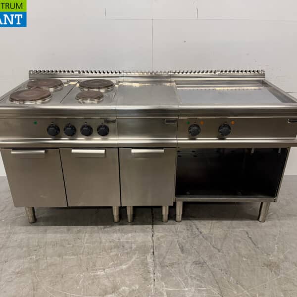 Electrolux-Kochfeld aus Edelstahl mit 4 Kochstellen + glatte Bratplatte, 2 x 400 V, Gastronomie