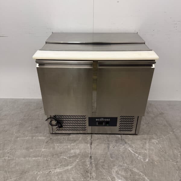Edelstahl-Ecofrost-Saladette-Kühltheke, 2 Türen, 90 cm, 230 V, Gastronomie