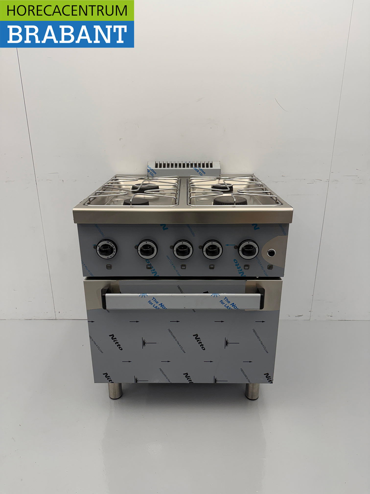 Edelstahl MBM Dexion 4-Flammen-Herd Gasherd mit Gas-Backofen 70 cm GAS Horeca
