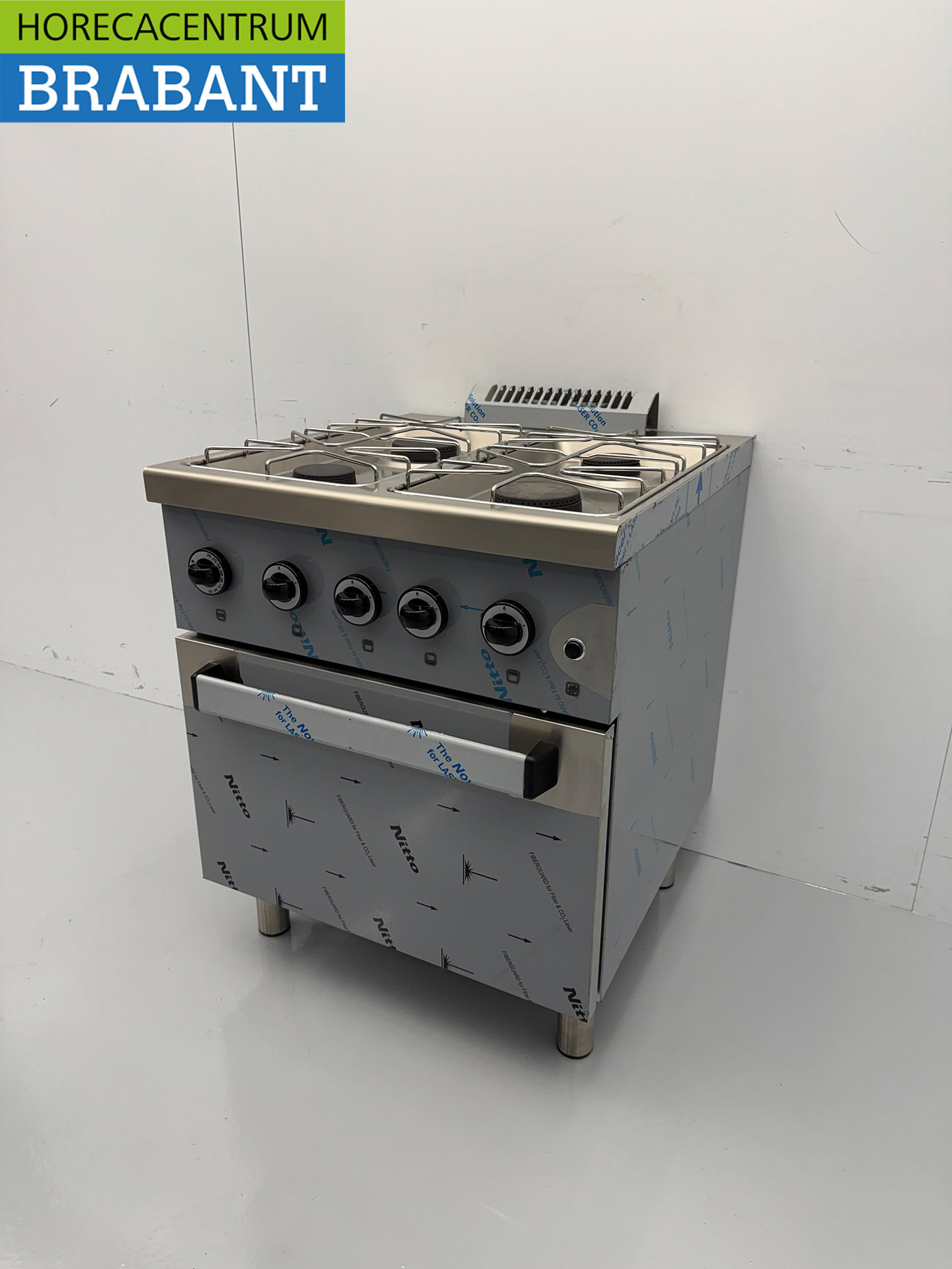 Edelstahl MBM Dexion 4-Flammen-Herd Gasherd mit Gas-Backofen 70 cm GAS Horeca – Bild 2