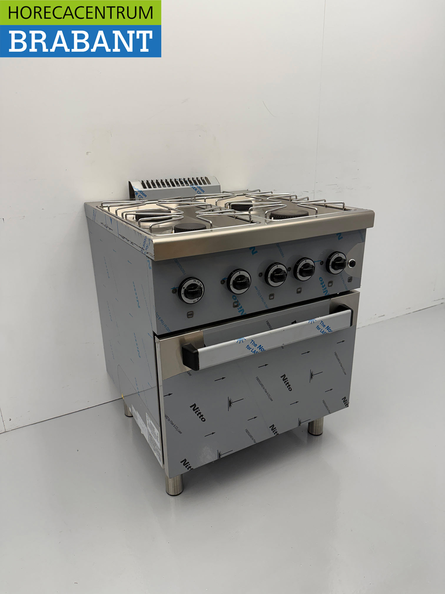 Edelstahl MBM Dexion 4-Flammen-Herd Gasherd mit Gas-Backofen 70 cm GAS Horeca – Bild 3