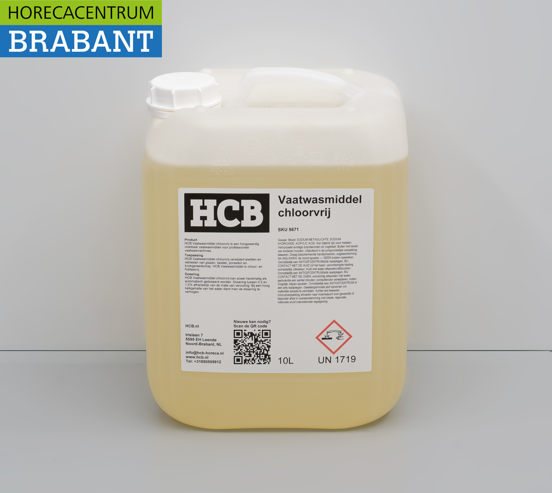 HCB Universal-Geschirrspülmittel, chlorfreies Reinigungsmittel für Geschirrspülmaschinen, 10 Liter, Gastronomie