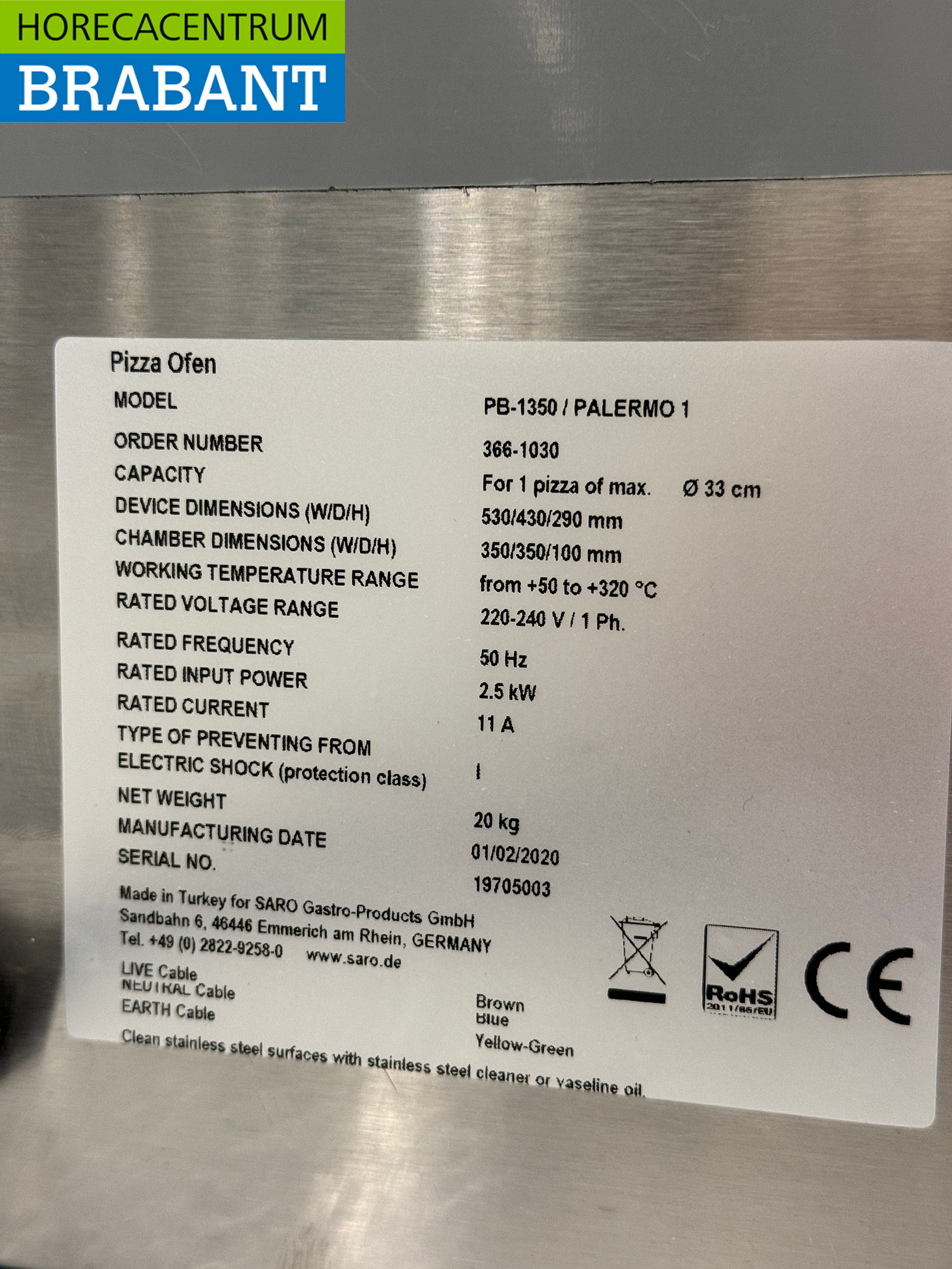 Saro Palermo Pizzaofen aus Edelstahl 1 Pizza 230V Horeca – Bild 7