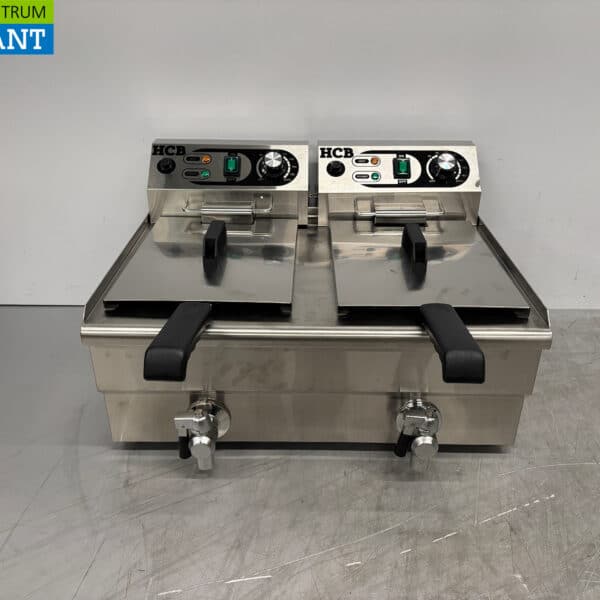 Doppelfritteuse aus Edelstahl Fritteuse Ablasshahn 2 x 8,5 Liter 2 x 230V Horeca