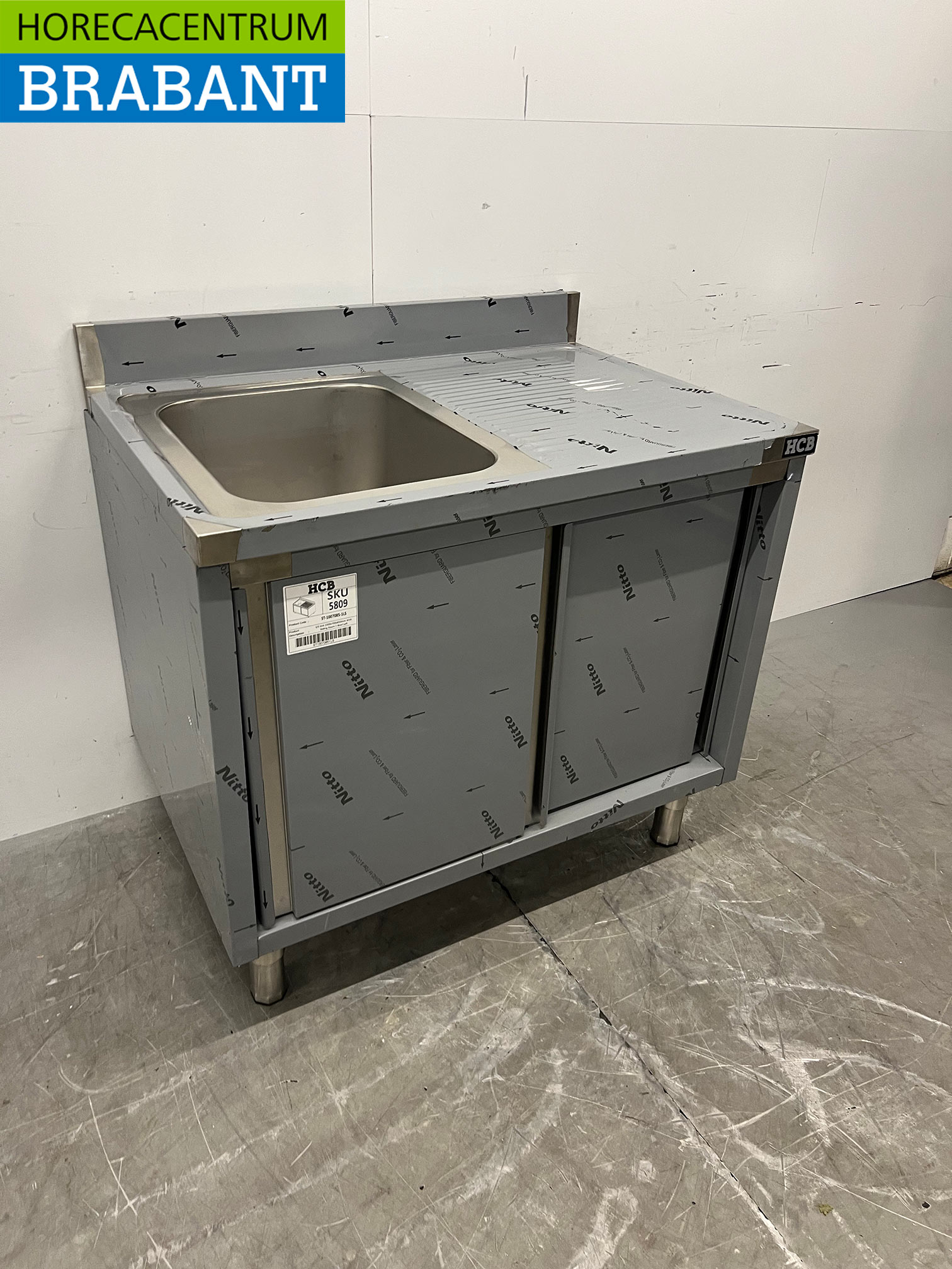 Edelstahlspüle Premium-line 2 Schiebetüren 100 cm Horeca – Bild 3