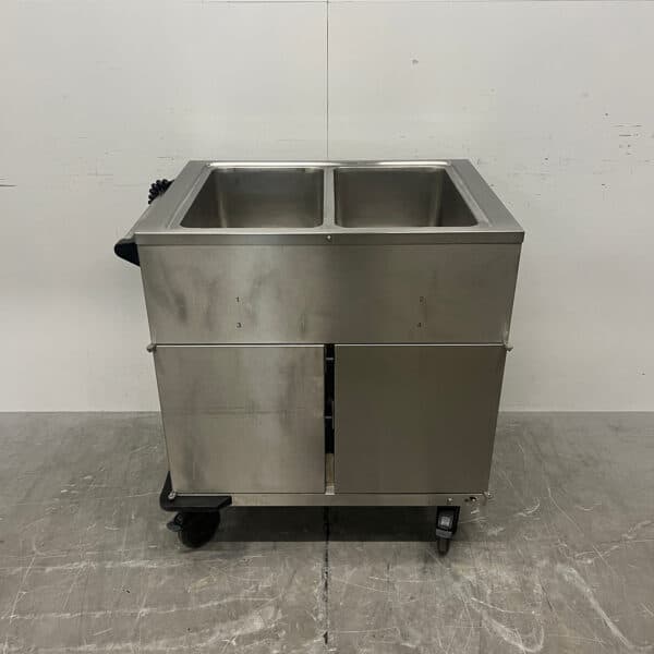 Rieber Mobile Bain-Marie aus Edelstahl 2 x 1/1 GN mit Wärmeschrank 230V Horeca