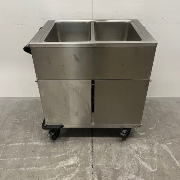 Rieber Mobile Bain-Marie aus Edelstahl 2 x 1/1 GN mit Wärmeschrank 230V Horeca