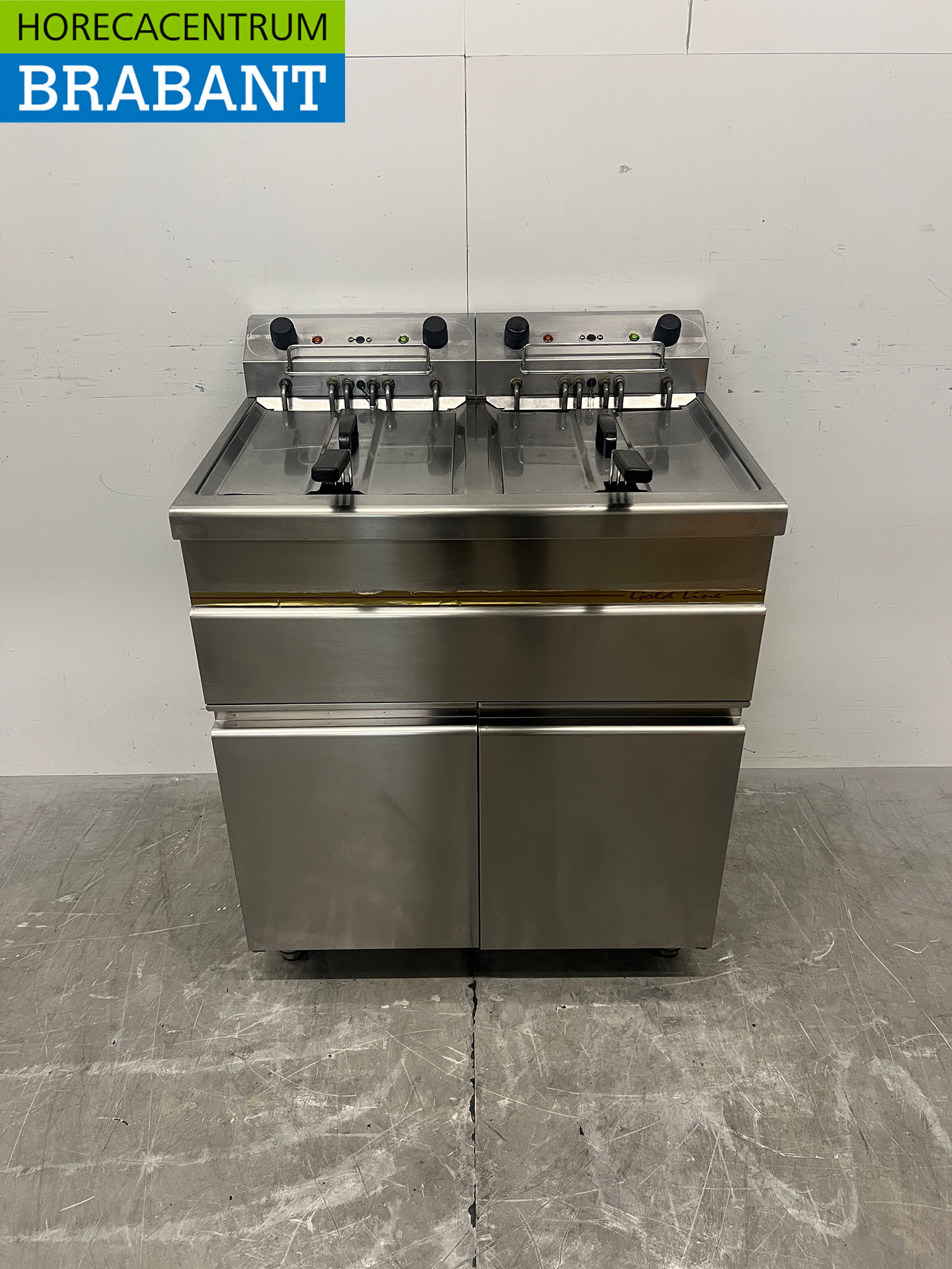 Stilfer Doppel-Fritteuse aus Edelstahl, 2 x 15 Liter, 2 x 400 V, Gastronomie