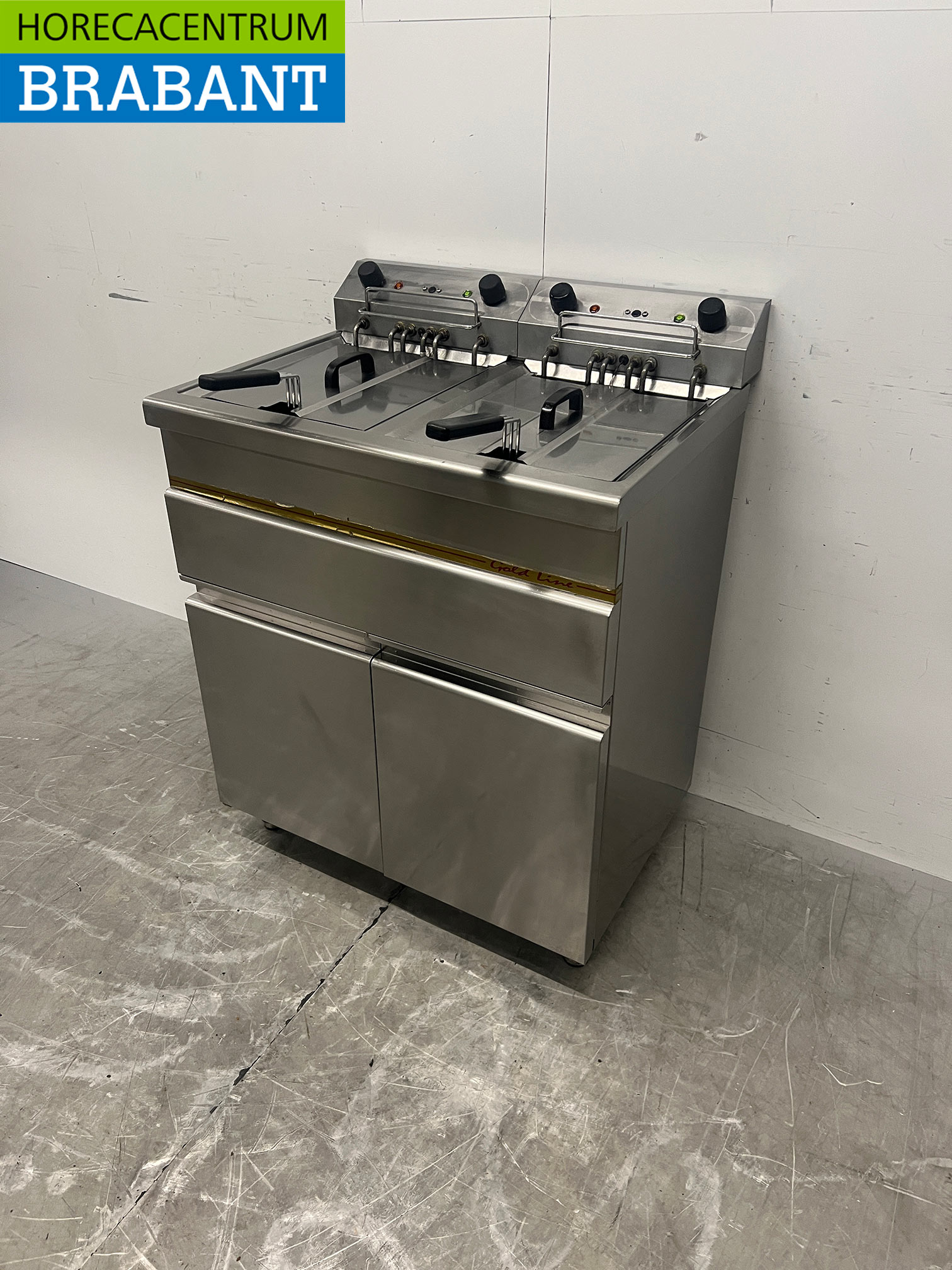 Stilfer Doppel-Fritteuse aus Edelstahl, 2 x 15 Liter, 2 x 400 V, Gastronomie – Bild 2