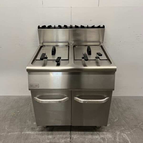 Edelstahl-Kombifritteuse „Combisteel“, doppelt, 2 x 15 Liter, 80 cm, Gas, Gastronomie