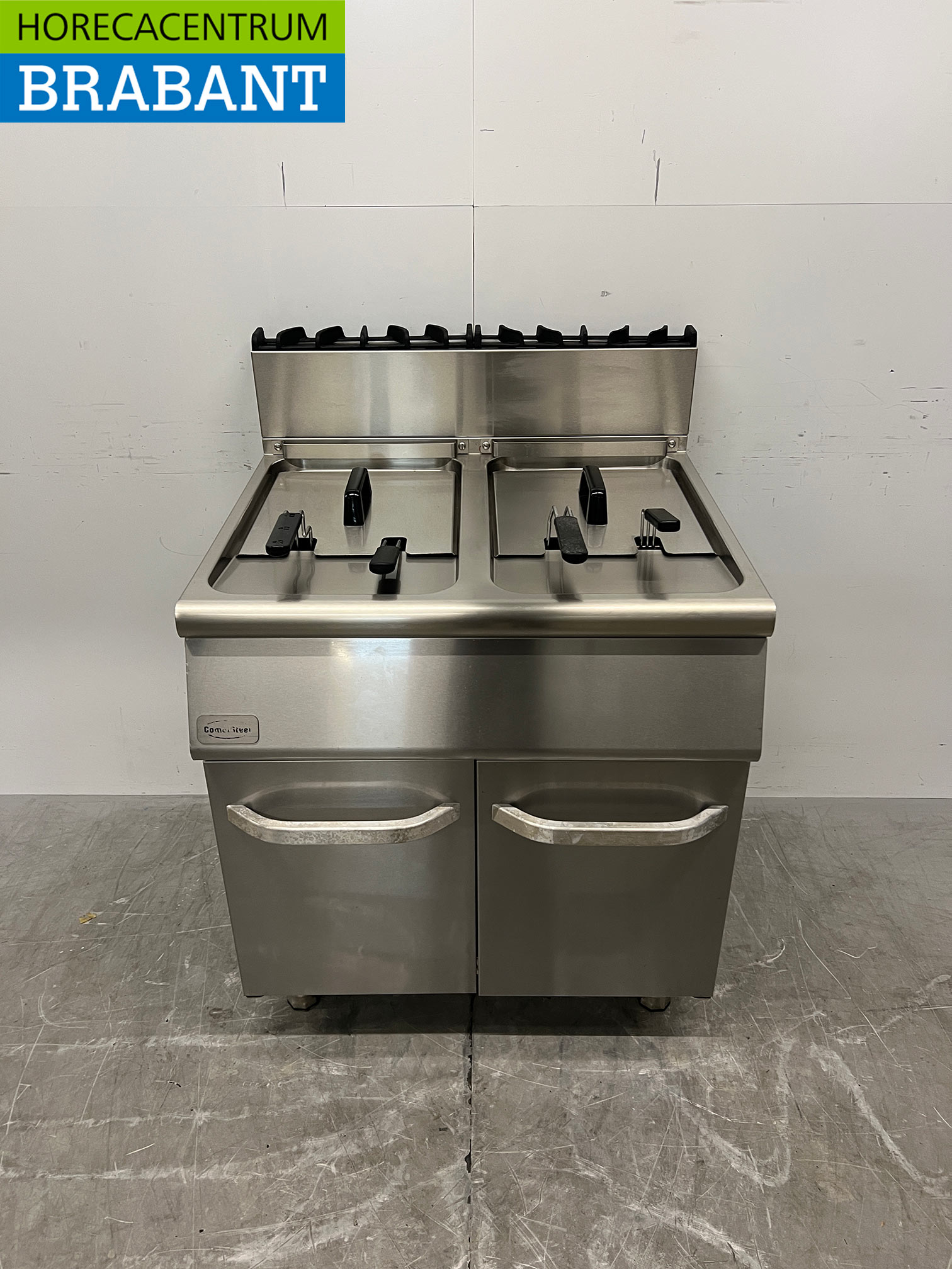Edelstahl-Kombifritteuse „Combisteel“, doppelt, 2 x 15 Liter, 80 cm, Gas, Gastronomie
