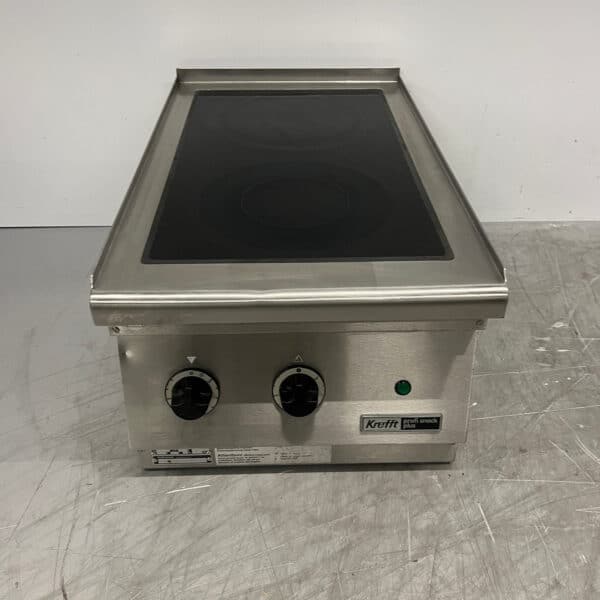 Edelstahl-Krefft-Elektroherd mit 2 Keramikkochfeldern, 50 cm, 400 V, Gastronomie
