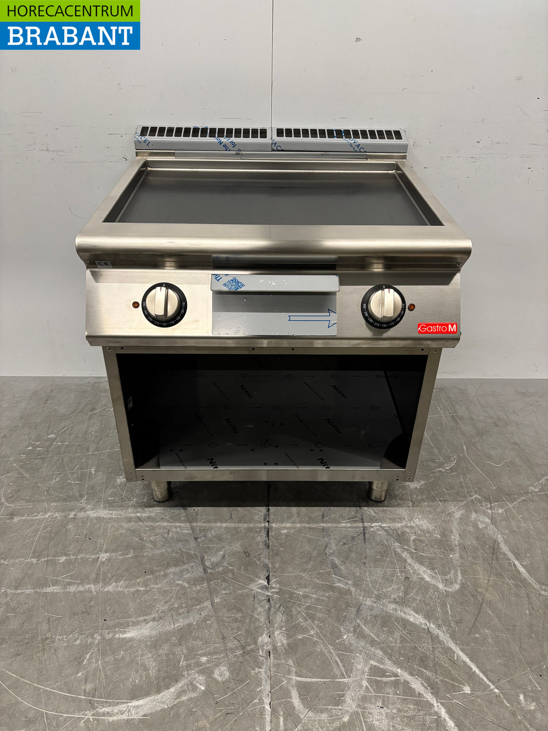 Edelstahl-Gastro-M-Bratplatte, glatt, 80 cm, 400 V, Gastronomie