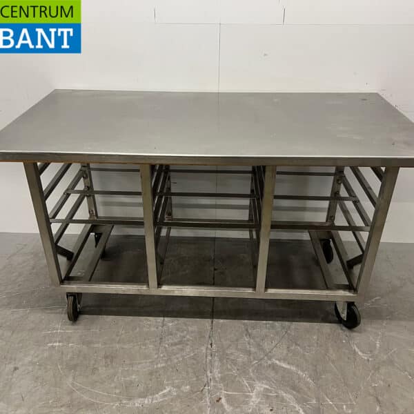 Mobile Arbeitstisch aus Edelstahl, 175,5 x 87,5 x 96,5 cm, Gastronomie