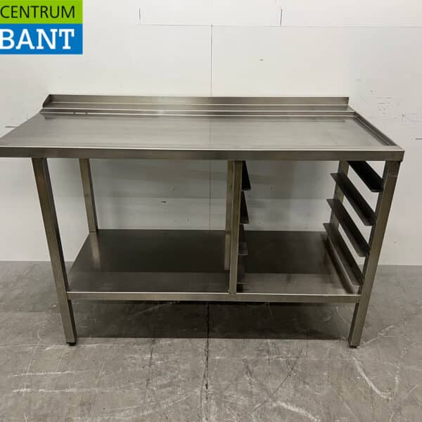 Edelstahl-Ablaufwanne mit Ablage für Durchlaufgeschirrspüler, 150 cm, Gastronomie