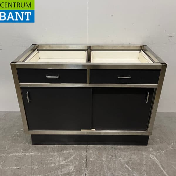 Edelstahl-Unterschrank mit 2 Schiebetüren und 2 Schubladen, 120 cm, Gastronomie