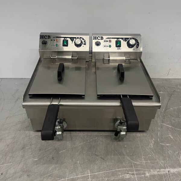 Doppelfritteuse aus Edelstahl Fritteuse Ablasshahn 2 x 8,5 Liter 2 x 230V Horeca