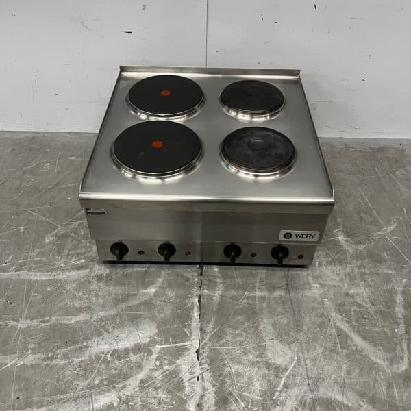 Wery-Elektroherd aus Edelstahl mit 4 Kochfeldern, 60 cm, 400 V, für die Gastronomie