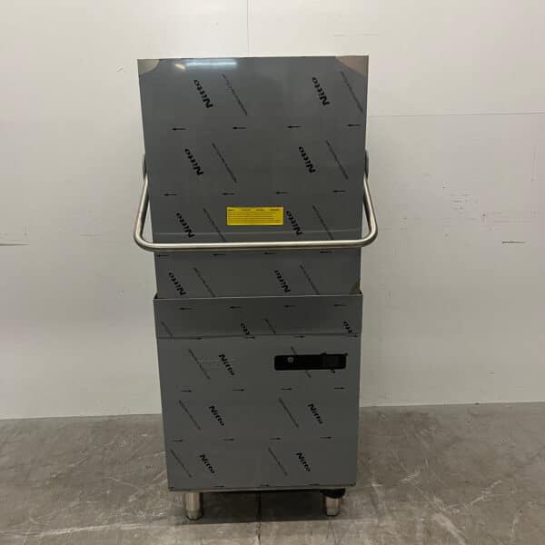 Edelstahl-Geschirrspülmaschine „Buffalo“ DN975 mit Durchlaufsystem und Ablaufpumpe, 400 V, Gastronomie