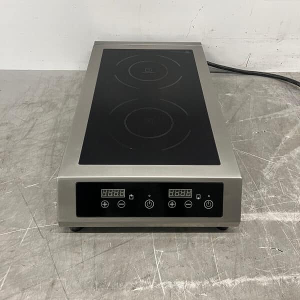 Doppelte Induktionskochplatte aus Edelstahl, 2 × 3,5 kW, 400 V, für die Gastronomie
