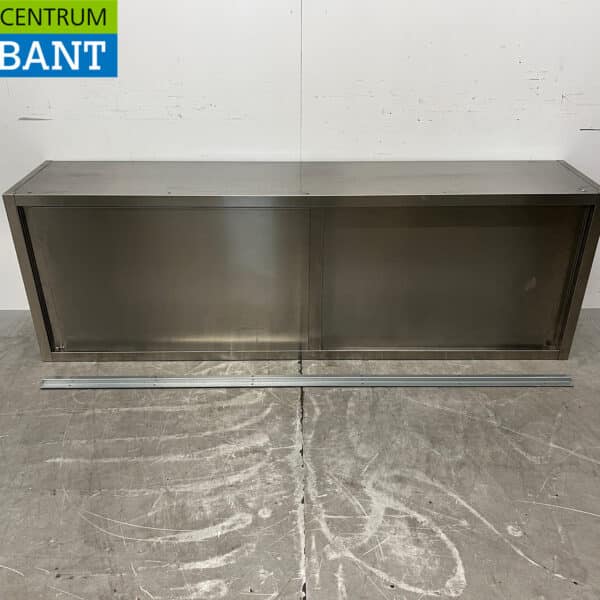 Edelstahl-Wandschrank mit 2 Schiebetüren, 200 x 40 cm, Gastronomie