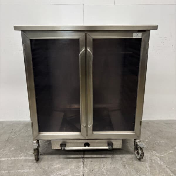 Wärmeschrank aus Edelstahl auf Rädern, 2 Glasklapptüren, 20 x 60/40 cm, 230 V, Gastronomie