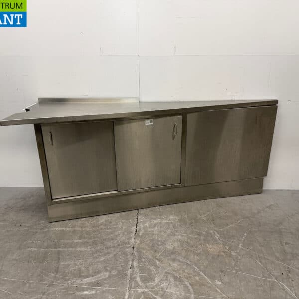 Edelstahl-Arbeitsschrank mit 2 Schiebetüren, 222 × 70 × 91 cm, Gastronomie