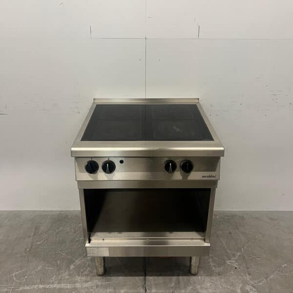 Edelstahl-Ascobloc-Herd mit 4 Keramikkochfeldern, 400 V, 70 cm, Gastronomie