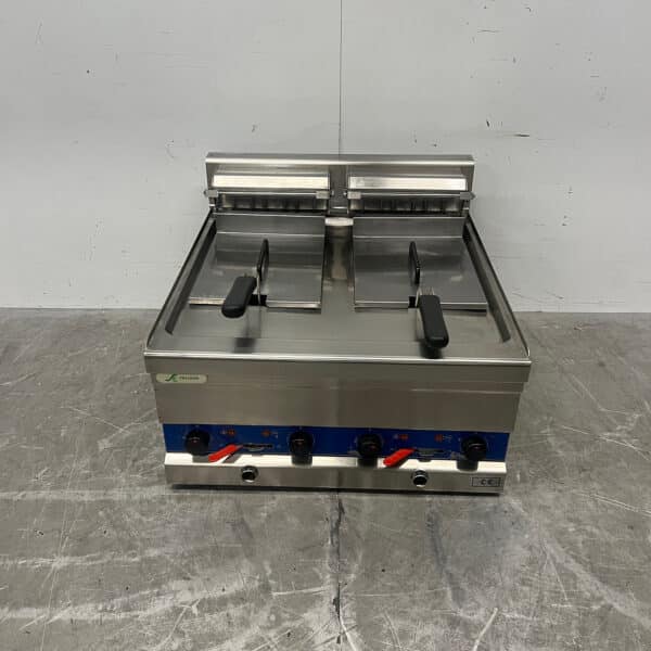 Fryland-Fritteuse aus Edelstahl, Doppelausführung, 2 × 8 Liter, 400 V, für die Gastronomie