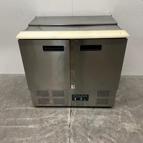 Edelstahl-Polar-Saladette-Kühlarbeitsplatte, 2 Türen, 90 cm, 230 V, Gastronomie